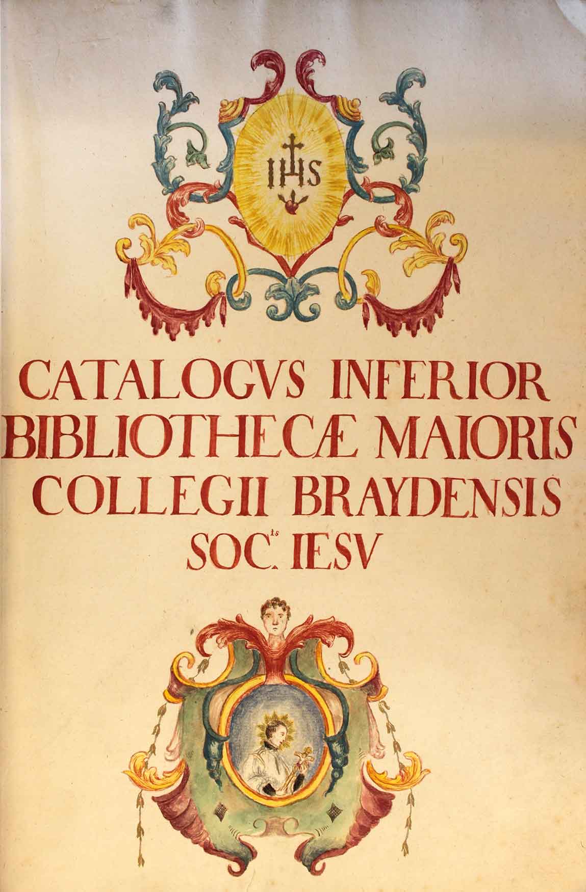 Frontespizio di uno dei cataloghi manoscritti dei volumi della biblioteca dei Gesuiti.