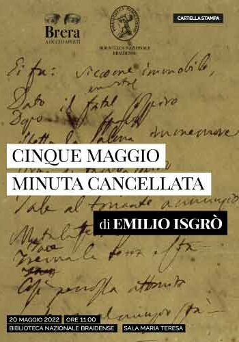 Emilio Isgr&ograve;, &ldquo;Cinque Maggio. Minuta cancellata&amp;#8221;